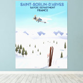 Saint-Sorlin d'Arves Frankrijk ski-poster Canvas Afdruk (Insitu (Houten vloer))