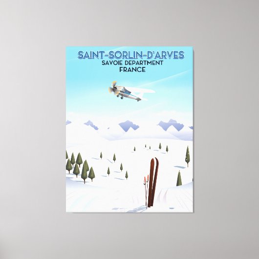 Saint-Sorlin d'Arves Frankrijk ski-poster Canvas Afdruk (Voorkant)