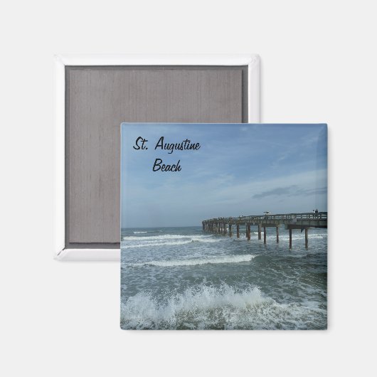 Saint St. Augustine Beach Pier Foto Magneet FL (Voorkant / Achterkant)