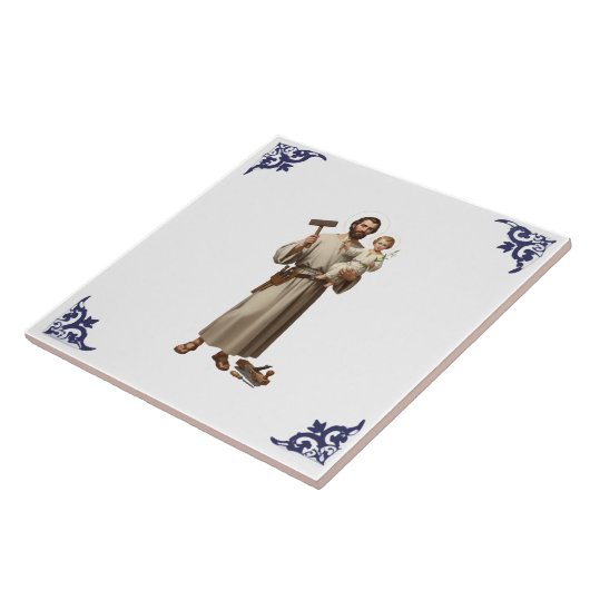 Saint St Joseph & Chiltd Jesus Religious Tegeltje (Zijkant)