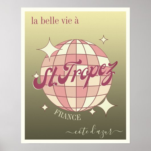Saint St Tropez France Côte d'Azur elegant goud Poster (Voorkant)