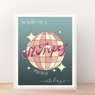 Saint St Tropez France Côte d'Azur roze blauw Poster
