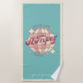 Saint st. Tropez retro  blauw Strandlaken (Voorkant)