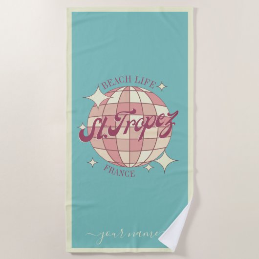 Saint st. Tropez retro  blauw Strandlaken (Voorkant)