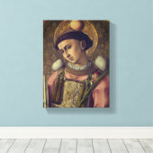 Saint Stephen (van Carlo Crivelli, 1476) Canvas Afdruk (Insitu (Houten vloer))