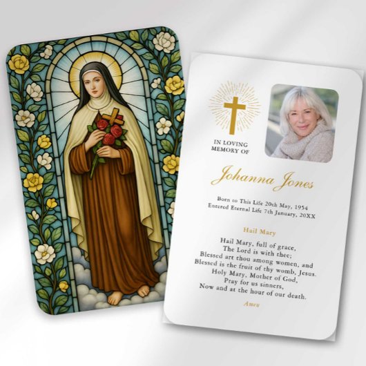 Saint Therese of Lisieux Bereavement Sympathy Card Visitekaartje