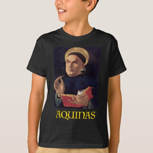 Saint Thomas Aquinas die katholiek schildert T-shirt (Voorkant)