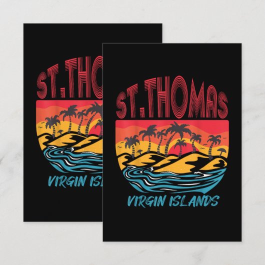 Saint Thomas Maagdeneilanden Surfstrand Ocean Va Kaart (Voorkant / Achterkant)