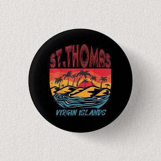 Saint Thomas Maagdeneilanden Surfstrand Ocean Va Ronde Button 3,2 Cm (Voorkant)