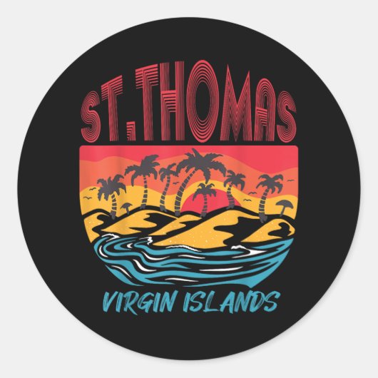 Saint Thomas Maagdeneilanden Surfstrand Ocean Va Ronde Sticker (Voorkant)