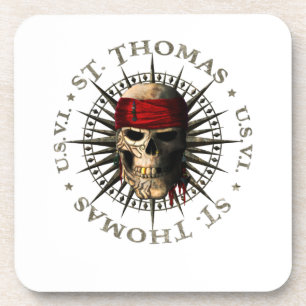 Saint Thomas USVI Pirate Skull Bier Onderzetter