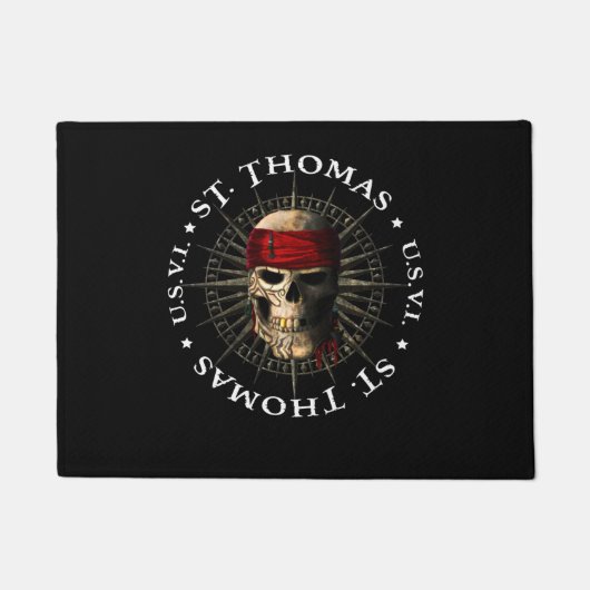 Saint Thomas USVI Pirate Skull Deurmat (Voorkant)