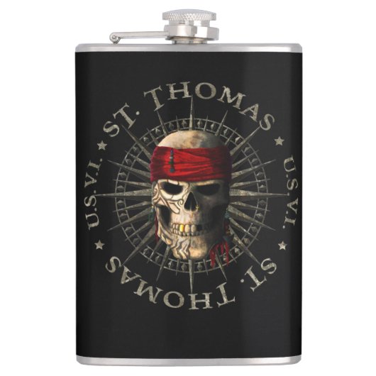 Saint Thomas USVI Pirate Skull Heupfles (Voorkant)