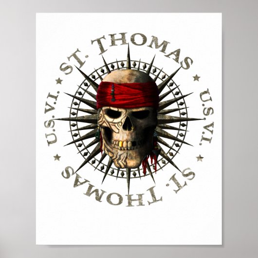 Saint Thomas USVI Pirate Skull Poster (Voorkant)