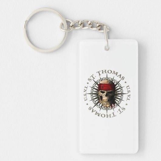 Saint Thomas USVI Pirate Skull Sleutelhanger (Voorkant)