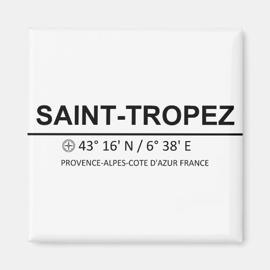 Saint Tropez Coordinaten - Saint Tropez-coördinaat Magneet (Voorkant)