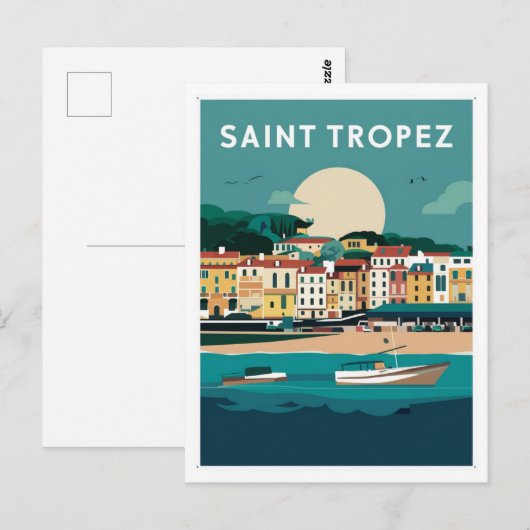 Saint Tropez Frankrijk Illustratie Briefkaart (Voorkant / Achterkant)