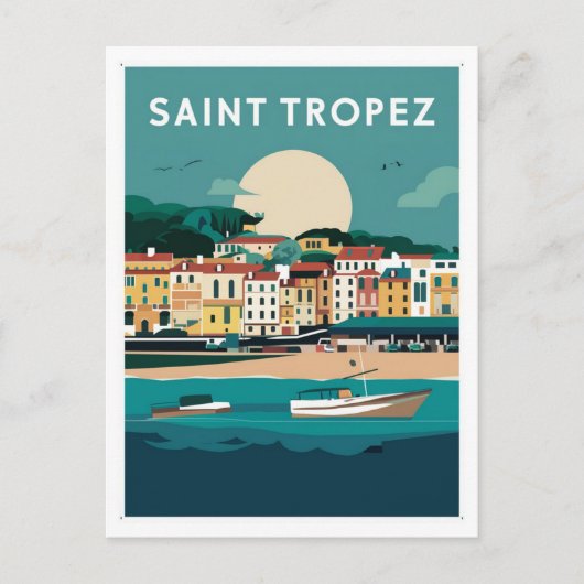 Saint Tropez Frankrijk Illustratie Briefkaart (Voorkant)