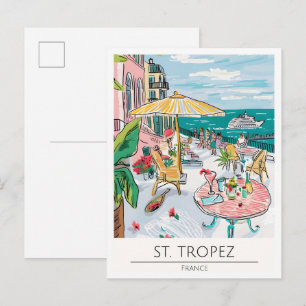 Saint Tropez Frankrijk Kunst Illustratie Reizen Briefkaart