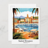 Saint Tropez Frankrijk reisillustratie Briefkaart (Voorkant / Achterkant)