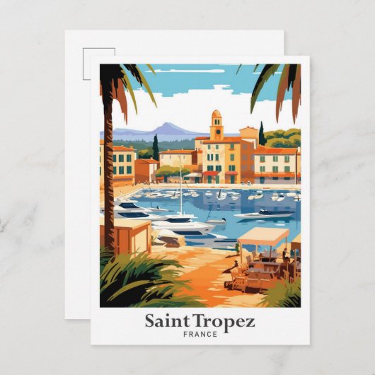 Saint Tropez Frankrijk reisillustratie Briefkaart (Voorkant / Achterkant)