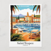 Saint Tropez Frankrijk reisillustratie Briefkaart (Voorkant)