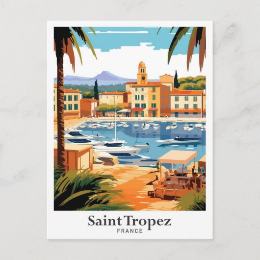 Saint Tropez Frankrijk reisillustratie Briefkaart (Voorkant)