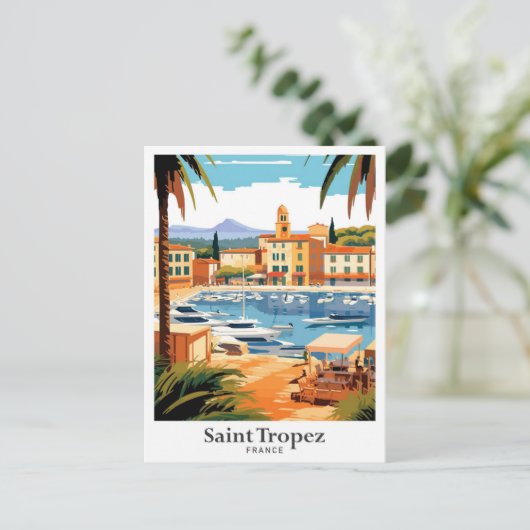Saint Tropez Frankrijk reisillustratie Briefkaart (Staand voorkant)