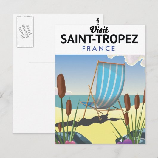 Saint-Tropez Frankrijk reisposter Briefkaart (Voorkant / Achterkant)