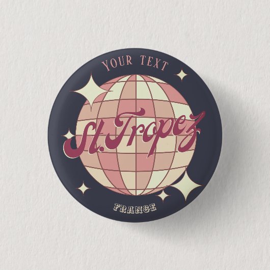 Saint-Tropez Frankrijk retro souvenir Ronde Button 3,2 Cm (Voorkant)