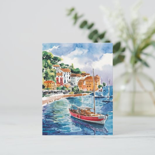 Saint Tropez Frankrijk Waterverf schilderij Briefkaart (Staand voorkant)