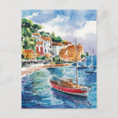 Saint Tropez Frankrijk Waterverf schilderij Briefkaart (Voorkant)