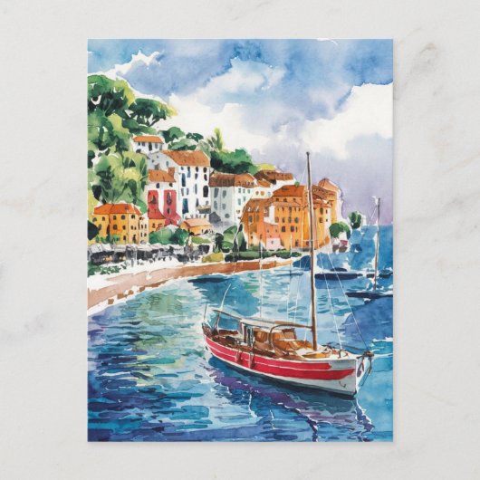 Saint Tropez Frankrijk Waterverf schilderij Briefkaart (Voorkant)