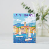 Saint-Tropez Franse Riviera Harbour Travel Briefkaart (Staand voorkant)