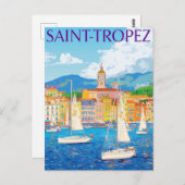 Saint-Tropez Franse Riviera Harbour Travel Briefkaart (Voorkant / Achterkant)