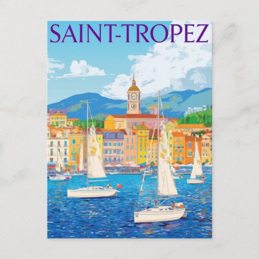 Saint-Tropez Franse Riviera Harbour Travel Briefkaart (Voorkant)