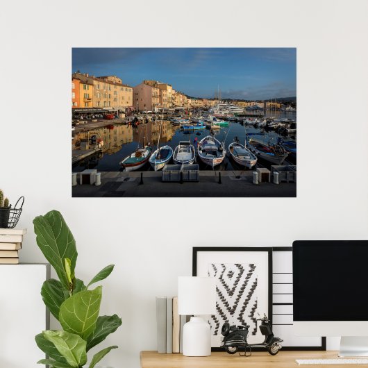 Saint Tropez Port, blauwe kust, Frankrijk Poster (Thuiskantoor)