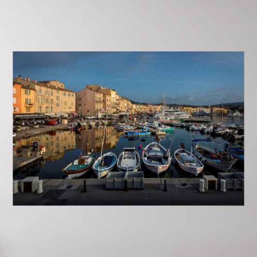 Saint Tropez Port, blauwe kust, Frankrijk Poster (Voorkant)