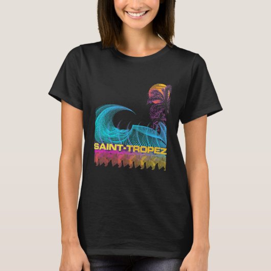 Saint Tropez Retro 80s Style  Vaporwave Su T-shirt (Voorkant)