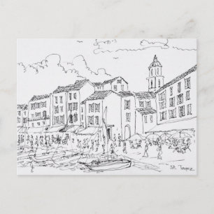 Saint-Tropez Waterfront   Frans Riviera, Frankrijk Briefkaart