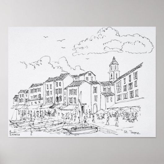 Saint-Tropez Waterfront | Franse Riviera, Frankrij Poster (Voorkant)