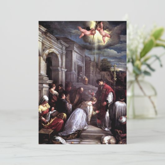 Saint Valentijn Baptizing Saint Lucilla - Bassano Feestdagenkaart (Staand voorkant)