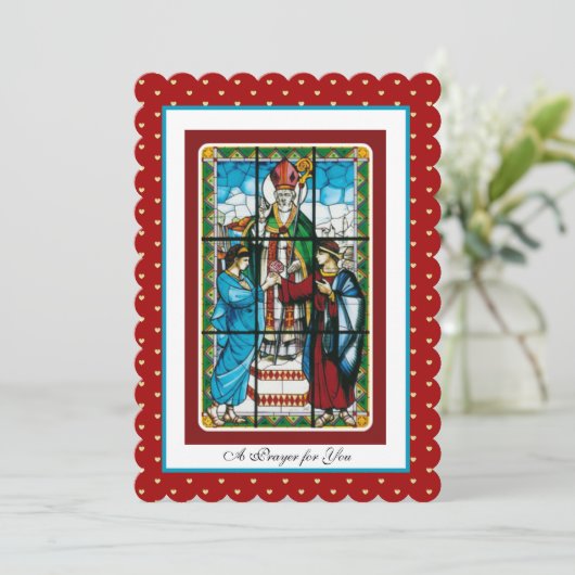 Saint Valentijn Patron van Lovers Poem Religious H Feestdagenkaart (Staand voorkant)