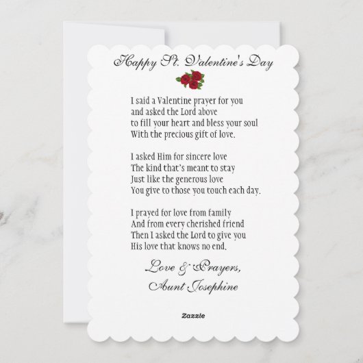 Saint Valentijn Patron van Lovers Poem Religious H Feestdagenkaart (Achterkant)
