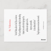 Saint Valentina Prayer-kaart Briefkaart (Achterkant)