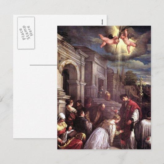 Saint Valentine die Saint Lucilla kerstkaart doopt Feestdagenkaart (Voorkant / Achterkant)