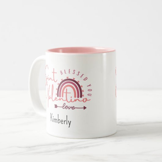 Saint Valentino zegende dat je van aanpasbaar houd Tweekleurige Koffiemok (Voorkant links)