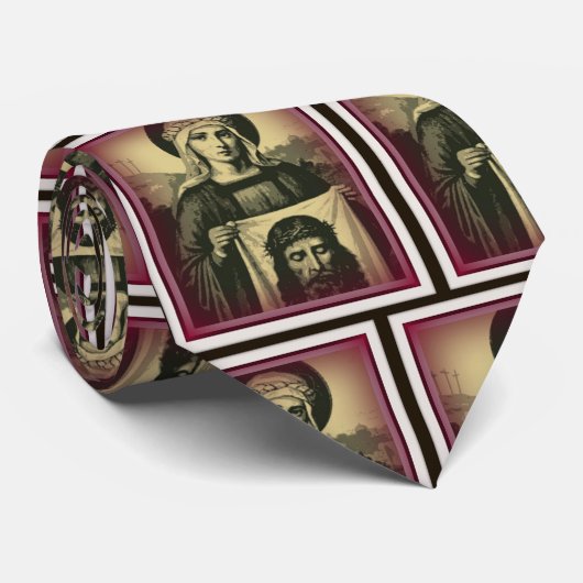 saint veronica en het heilige gezicht van jesus stropdas (Opgerold)