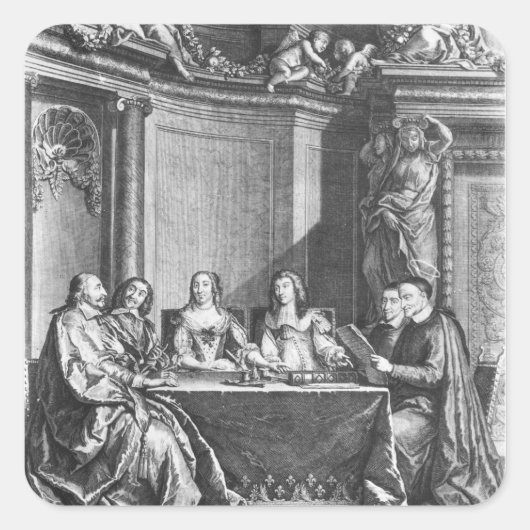 Saint Vincent de Paul en Cardinaal Jules Mazarin Vierkante Sticker (Voorkant)