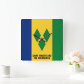 Saint Vincent en de Grenadines Flag Dazzling Vierkante Klok (Huis)